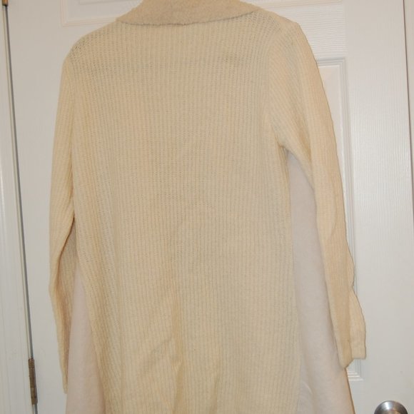 Simply Couture XL Ivory Suede& Sherpa Like Open Jacket W/ Knit Sleeves & Back - Picture 7 of 11